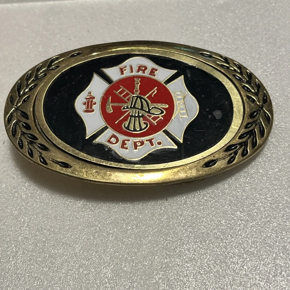 Vintage FIREMAN Fire Department solid brass Heritage belt buckle Amino NOS